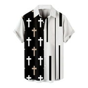 TAIAOJING Hawaii Shirts For Men Summer Casual Loose Print Shirt Button Down Short Sleeve Shirt